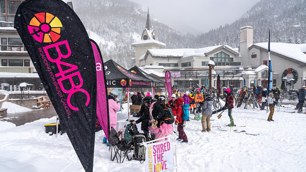 Love Your Peaks Boarding for Breast Cancer.