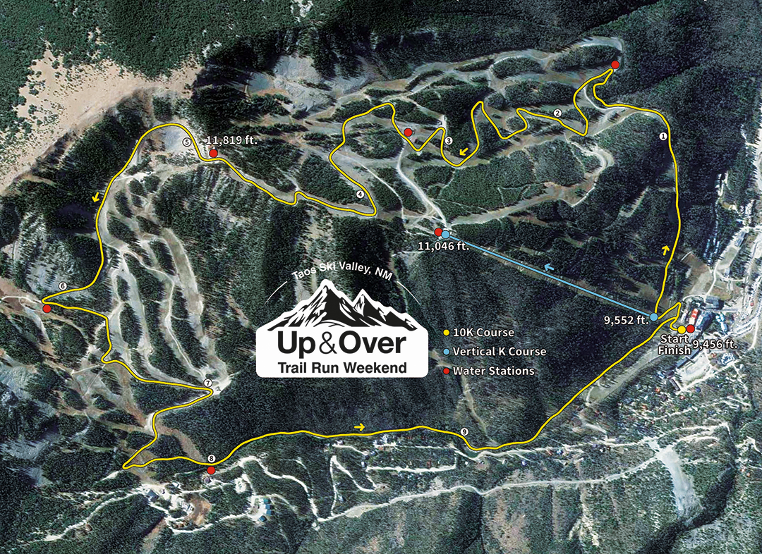 Aerial view of a trail run course map.