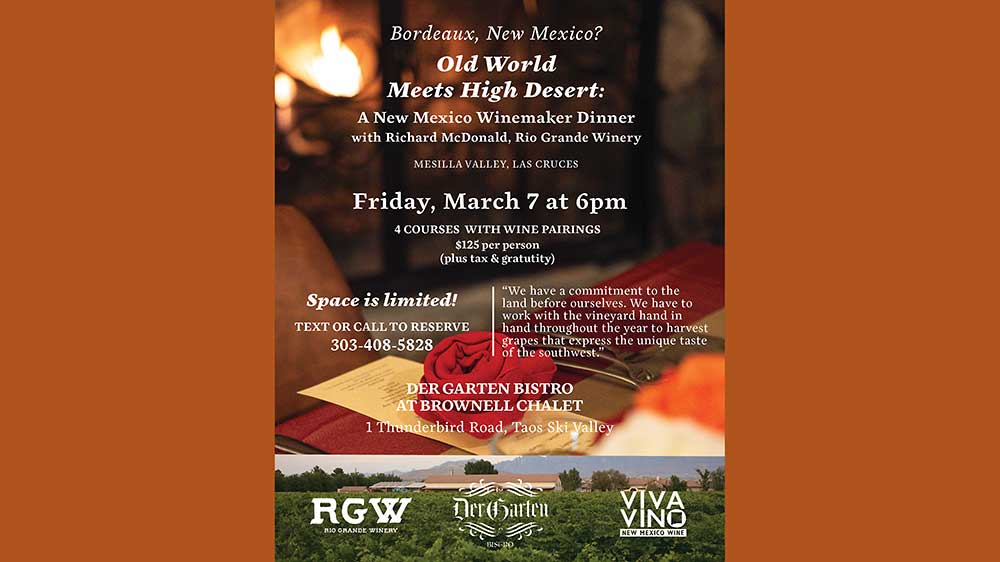 New Mexico Winemaker Dinner at Der Garten Bistro