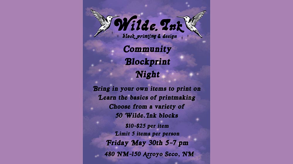 Community Blockprint Night at Wilde.Ink in Arroyo Seco