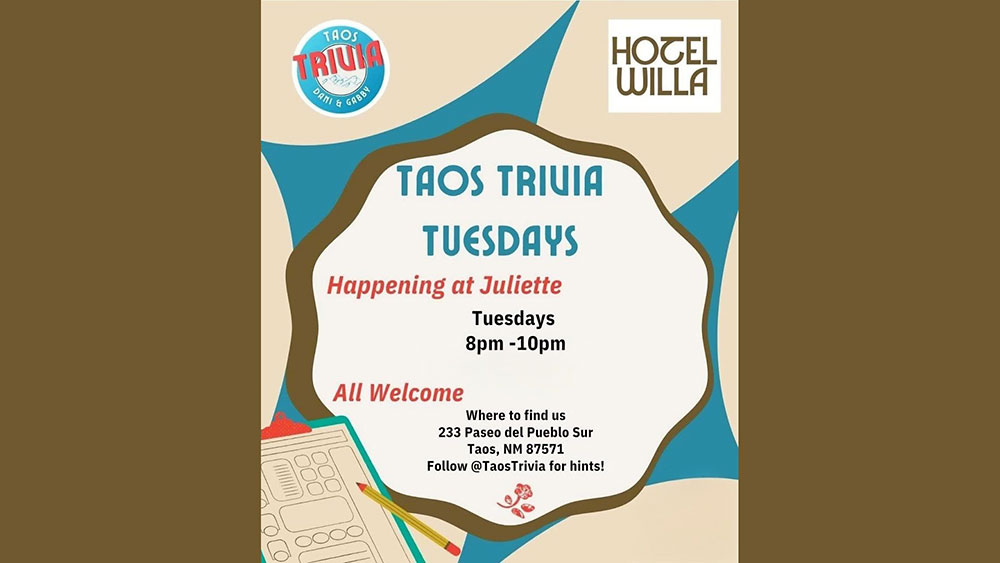 Taos Trivia with Dani and Gabby at Juliette in the Hotel Willa