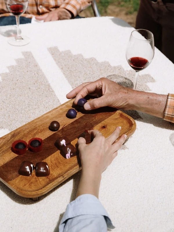 Tasting plate with different chocolate