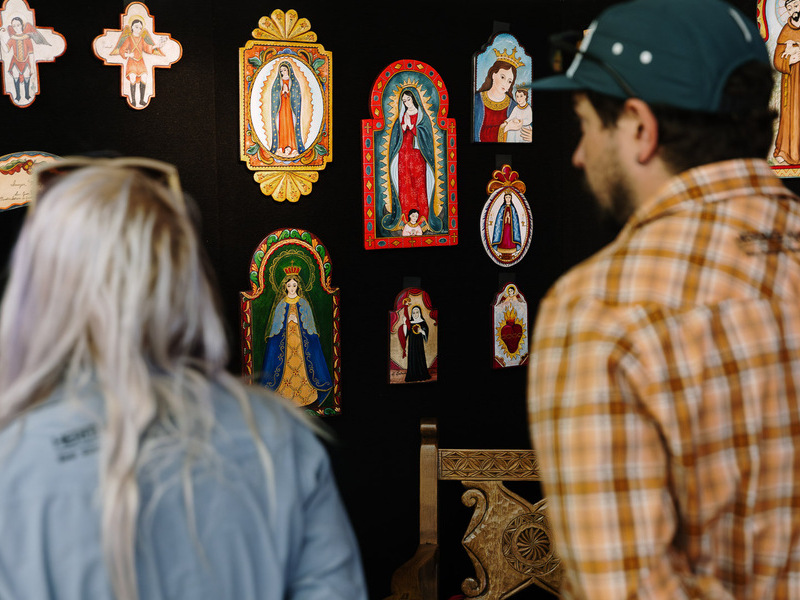 People looking at art