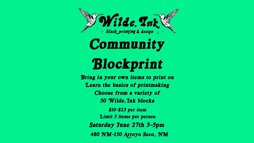 Community Blockprint at Wilde.ink in Arroyo Seco, NM