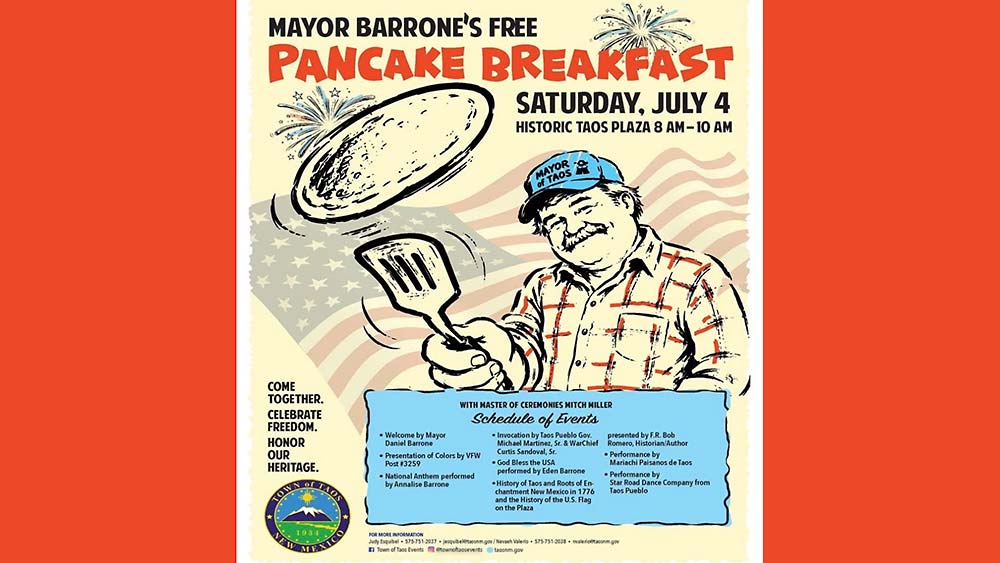 Mayor Barrone's Free Pancake Breakfast at Taos Plaza.