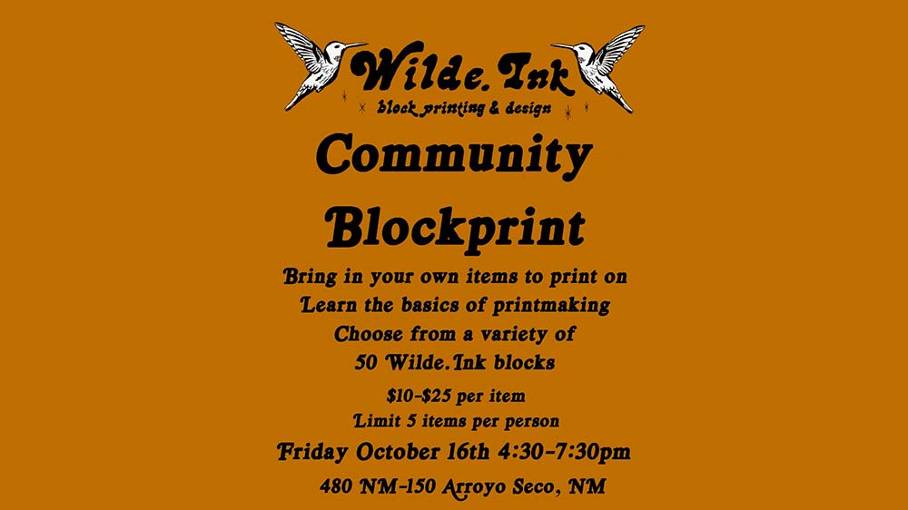 Community Blockprint at Wilde.ink in Arroyo Seco.