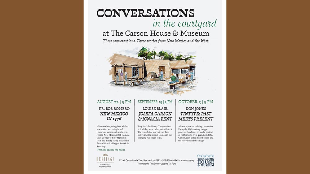 Conversations in the Courtyard at The Carson House Museum.