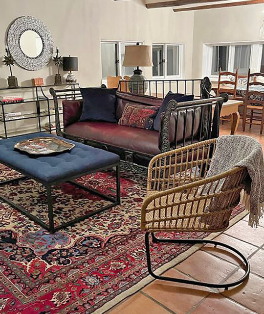 An open concept living space with Saltillo tile.