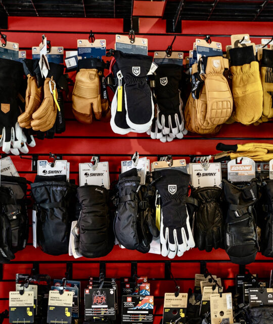 A selection of mittens and gloves for skiing and snowboarding