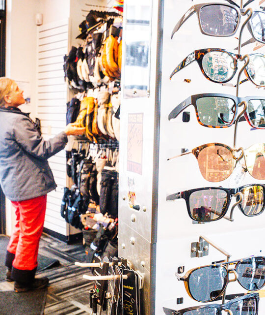 Sunglasses and woman shopping at Alpine Xtreme