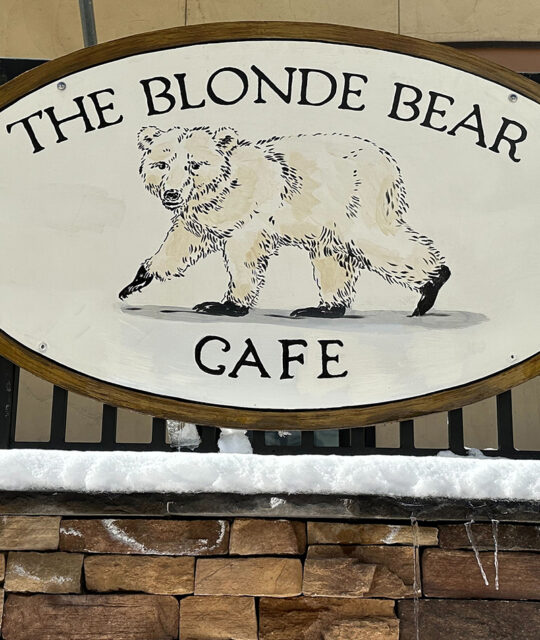 The Blonde Bear Cafe sign.