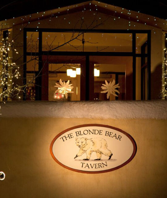 The entrance to Blonde Bear Tavern in winter - Blonde Bear Tavern Aprés Ski and Dinner