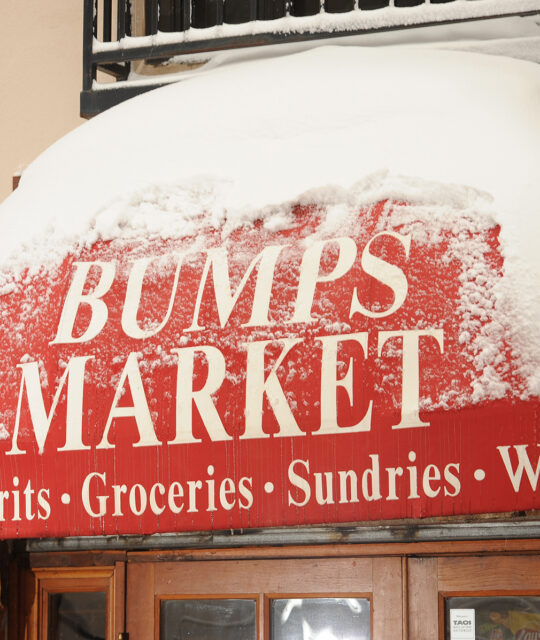 Bumps Market awning covered in snow