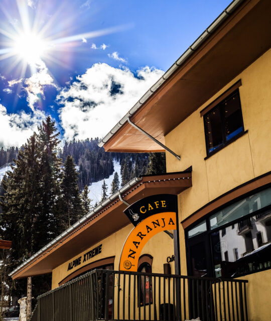 Cafe Naranja sign in Taos Ski Valley, NM