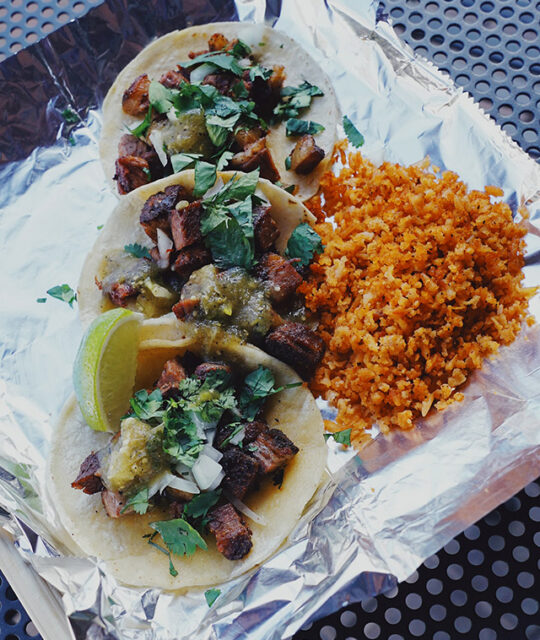 Tacos and rice plate