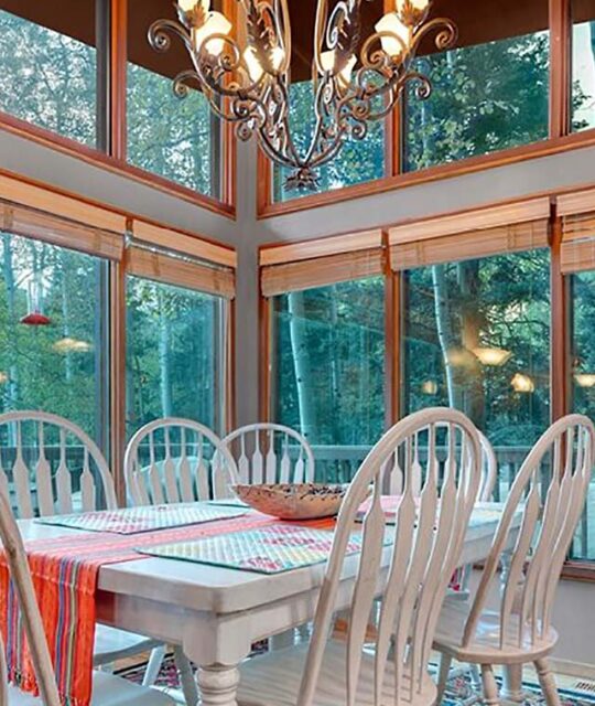 Dining area of large vacation rental home in Taos Ski Valley