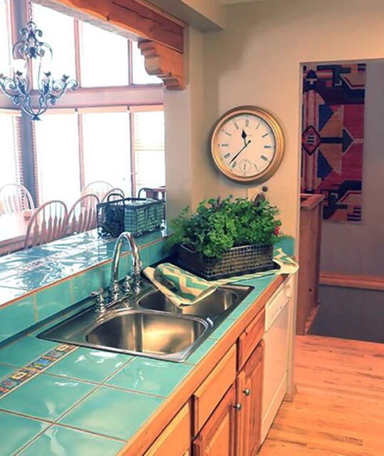 Kitchen of Cinco Hermanas ski vacation rental home in Taos Ski Valley