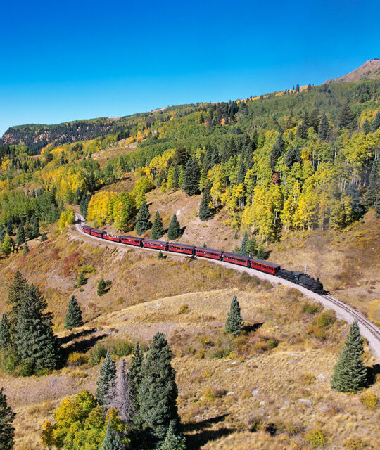 The Cumbres & Toltec Scenic train with fall colors.