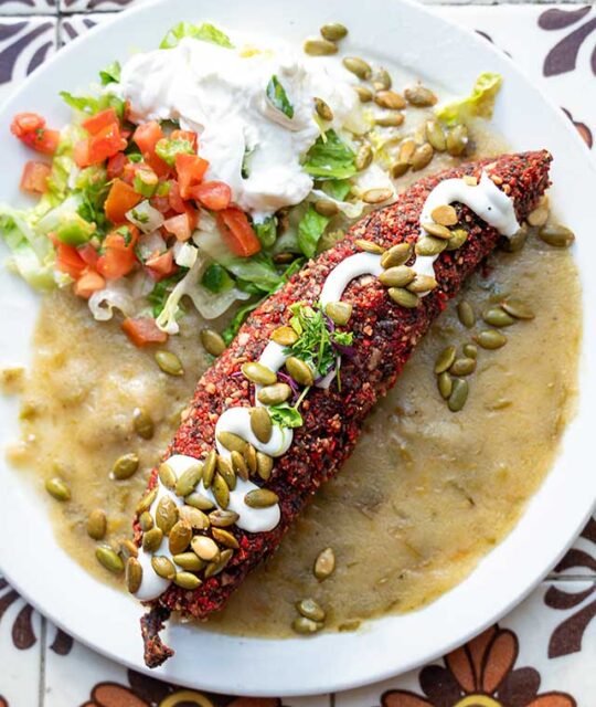 Blue corn crusted chili relleno with pinon at Doc Martin's.