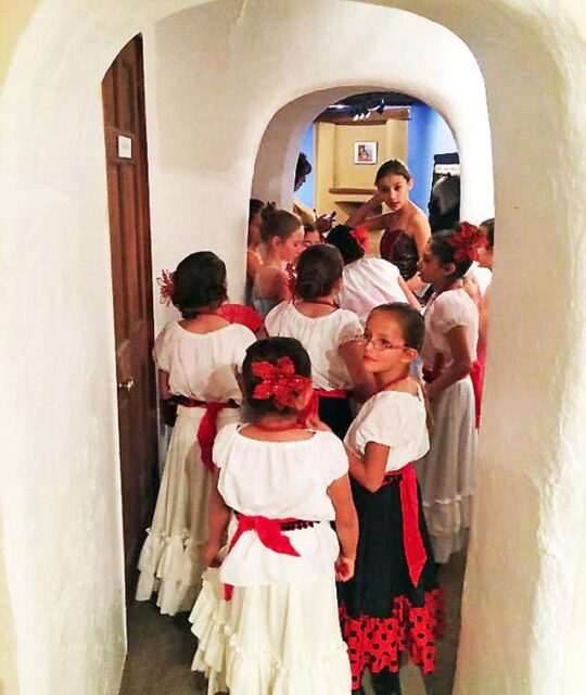 Girls dressed for a holiday fiesta