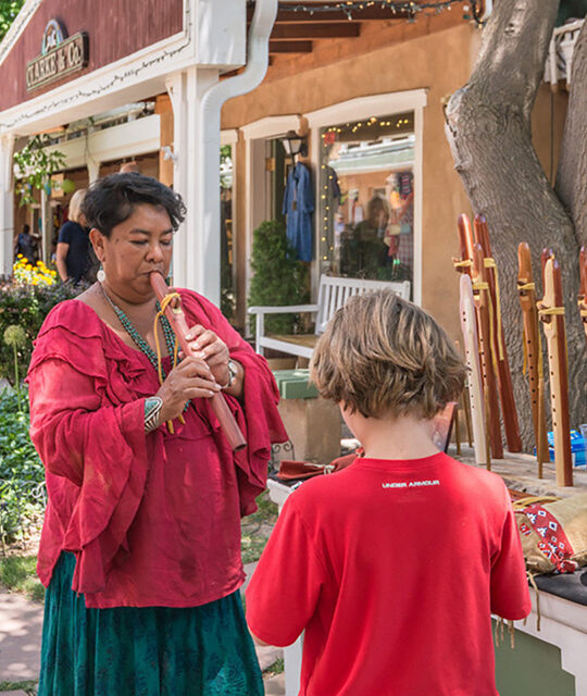 Native flute players at the John Dunn Shops in Taos