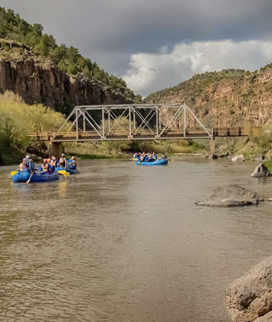 Rafting under the John Dunn Bridge near Arroyo Hondo, New Mexico