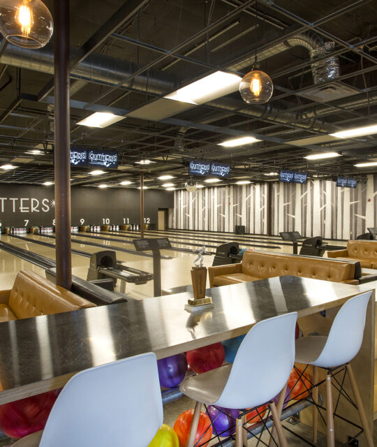 Bowling lanes and seating