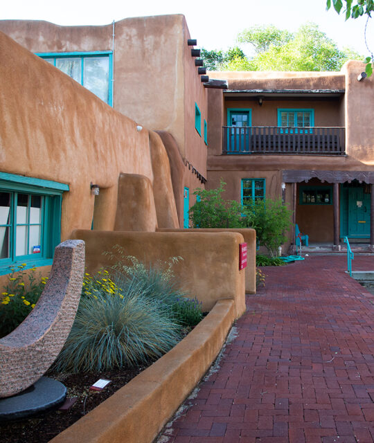 Historic adobe buildings of the Harwood Museum of Art.