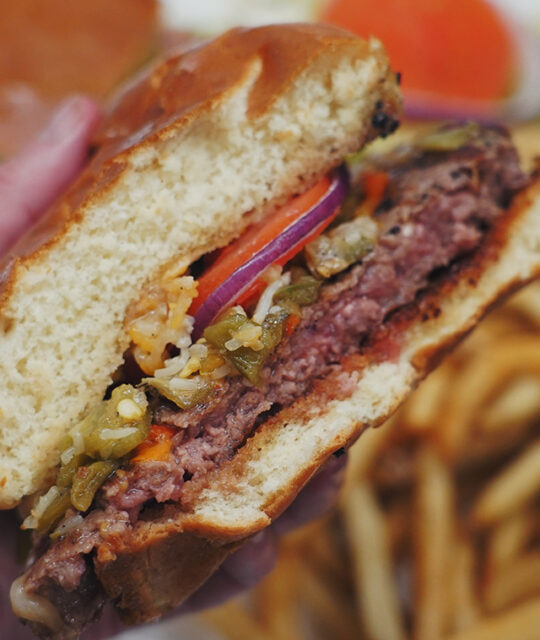 Burger and fries from the Hondo Restaurant in Taos Ski Valley