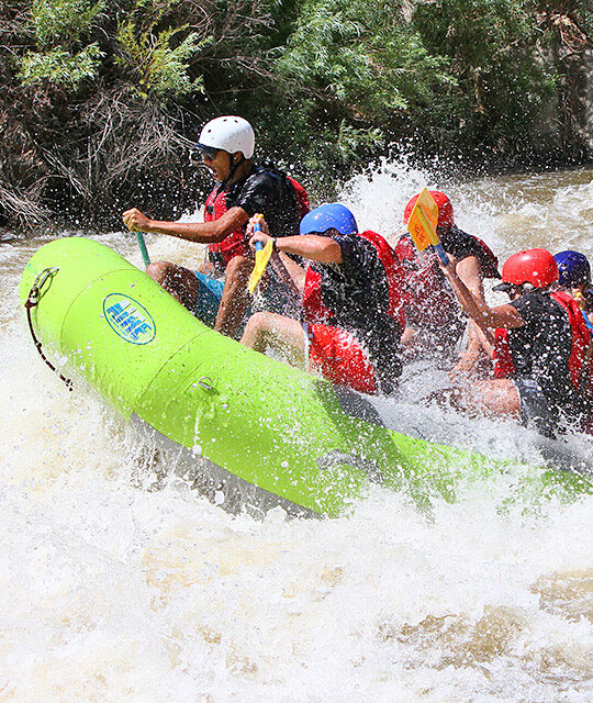 Exciting whitewater rafters on the Rio Grande river