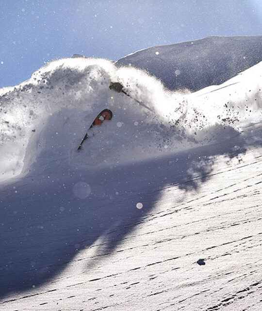 Backcountry skier in big powder