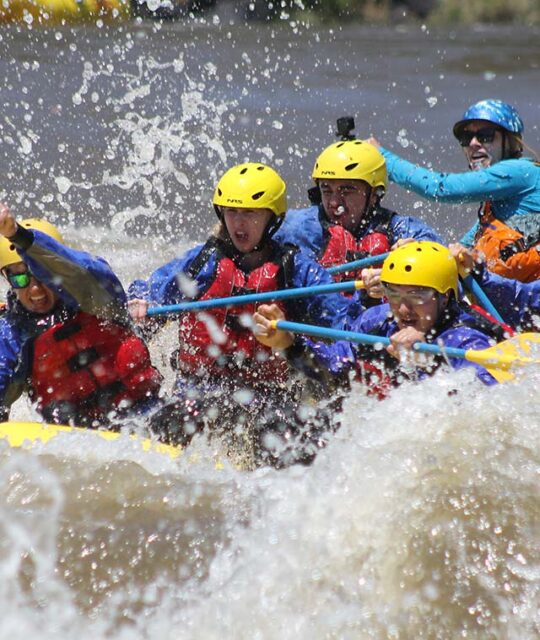 Whitewater rafters on the Rio Grande river.