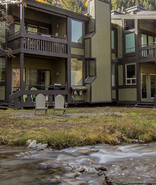 Rio Hondo Condos on the bank of the Rio Hondo river in Taos Ski Valley
