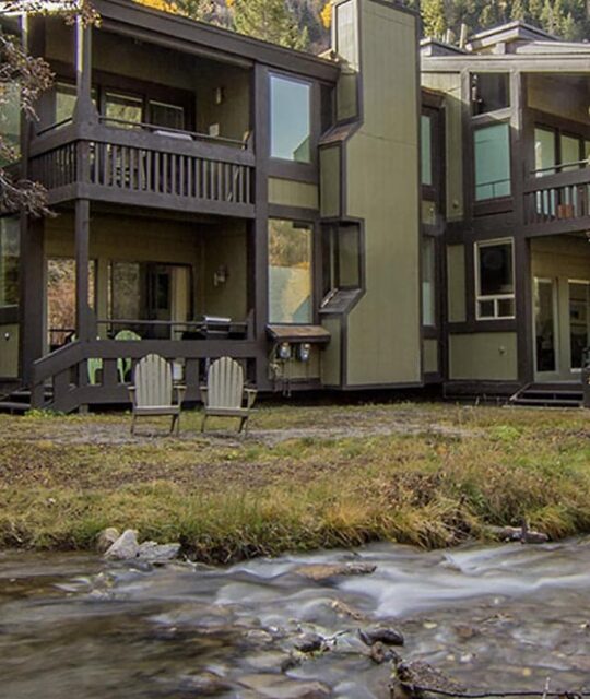 Rio Hondo Condos on the bank of the Rio Hondo river in Taos Ski Valley