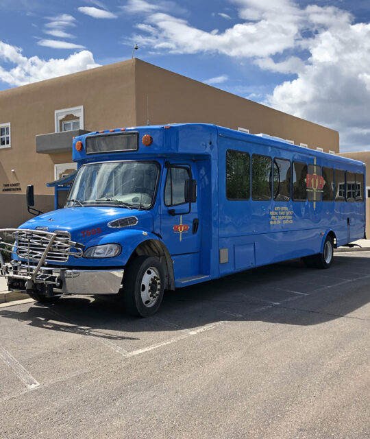 NCRTD Blue Bus at Taos Courthouse stop