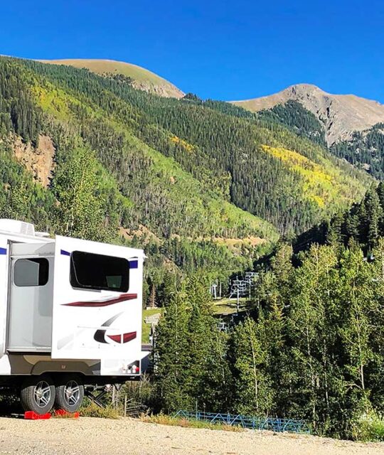 A view of the fall colors from RV parking in Taos Ski Valley