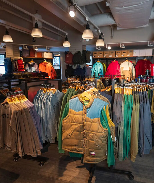 Ski shop clothing displays.