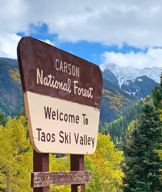 Village of Taos Ski Valley Carson National Forest welcome sign