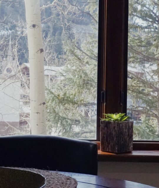 View of the mountains in late fall from Powderhorn Vacation Rentals studio unit 201.
