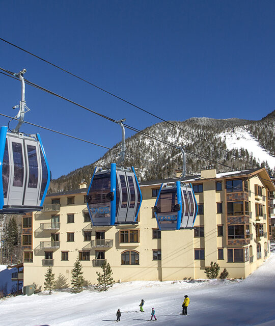 Slope side Edelweiss Lodge and gondola