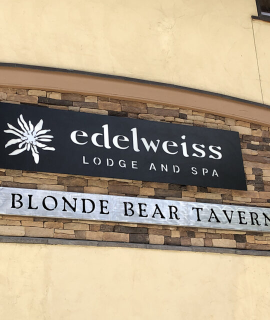 Edelweiss Lodge and Blonde Bear Tavern sign