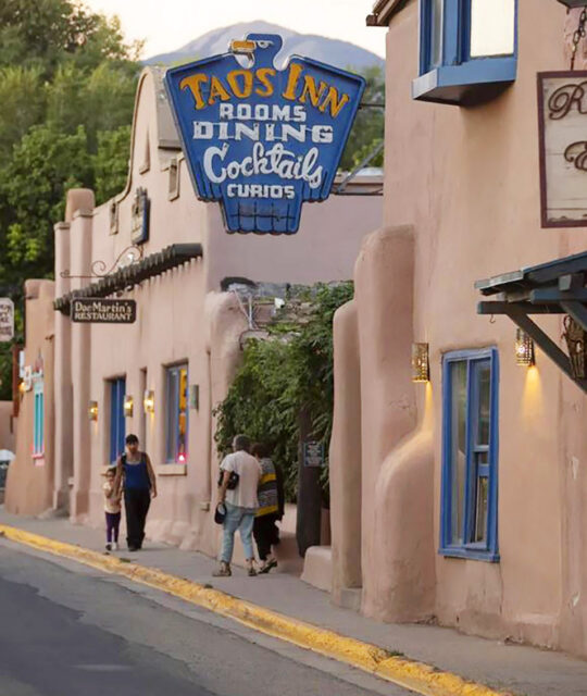 The street view entrance to The Historic Taos Inn