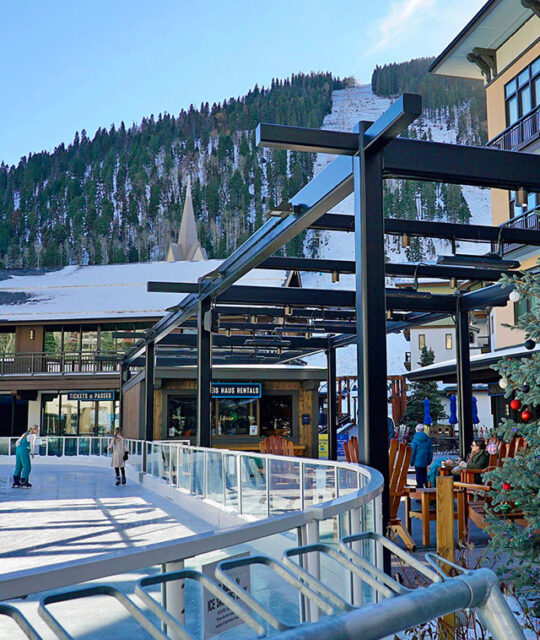 The Eis Haus ice skating rink in Taos Ski Valley