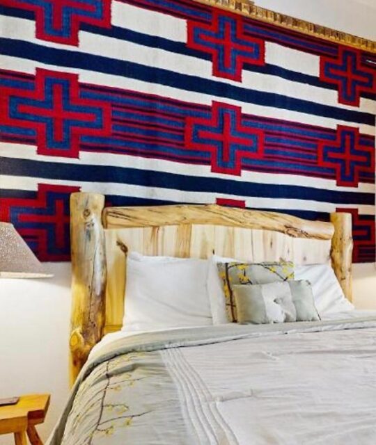 Southwest decor bedroom at Inn at Taos Valley condo.