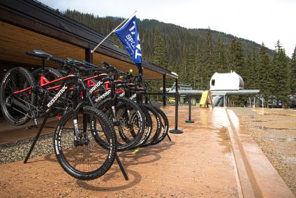 Downhill mountain bike rental all lined up near the lift