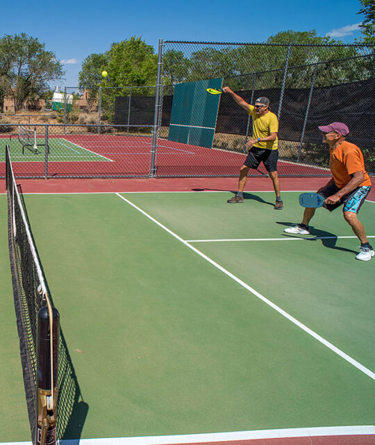 Pickleball players in action