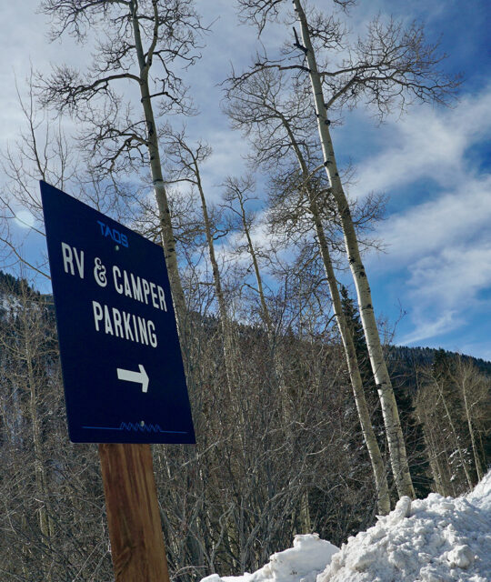 RV & Camper Parking sign in Taos Ski Valley