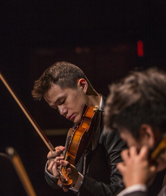 Young man performing at a chamber music concert