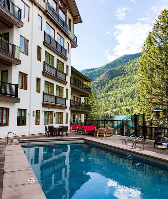 The heated salt water outdoor pool at The Blake hotel