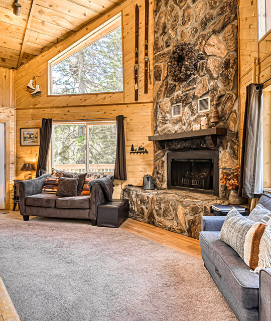 Ski vacation rental home with fireplace